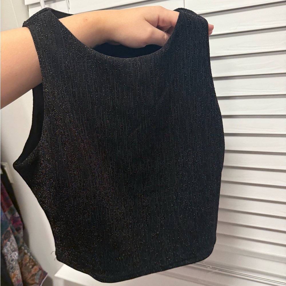 Petal & Pup Glittery Black Tank Top